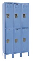 Hallowell U3228-2MB Premium Locker, 36" Width x 12" Depth x 78" Height, Double Tier, 3-Wide, Knock-Down, 707 Marine Blue