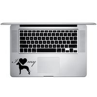I Love My Great Dane Dog Silhouette Heart Vinyl Sticker Laptop Keyboard Inside Corner iPhone Cell Decal (3.5" Wide)
