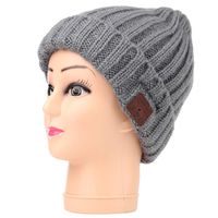 Happy-top Wireless Music Beanie Hat with Bluetooth Stereo Headphone Headset Mic Hands Free Winter Warm Knit Beanie Speaker Hat Unisex Running Cap Men Women Gifts for Skating Skiing Walking (Gray)