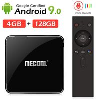 Andriod tv Box, Mecool KM3 Android 9.0 4K TV Box with Voice Remote.DDR4/4GB/128GB Google Certified Media Player Support 2.4G/5G WiFi and BT4.0 or Above