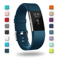 POY Replacement Bands Compatible for Fitbit Charge 2, Special Edition Adjustable Sport Wristbands, Large Dark Blue