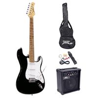 PylePro Full Size Electric Guitar Package w/ Amp, Guitar Bundle, Case & Accessories, Electric Guitar Bundle, Beginner Starter Package, Strap, Tuner, Pick, Ready to Use Out of the Box, Black (PEGKT15B)