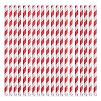 Rink Drink Biodegradable Paper Drinking Straws - Red and White - Pack of 100