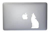 Howling Wolf Vinyl Decal for MacBook, Laptop or Other Device 5 Inch (White)