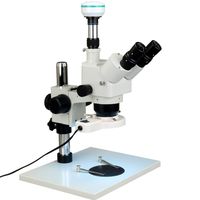 OMAX 5X-80X Trinocular Zoom Stereo Microscope+8W Fluorescent Ring Light+2.0MP Camera