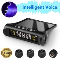 Jansite Tire Pressure Monitoring System Voice Wireless Smart Tire Safety Monitor, Solar Power TPMS Tire Pressure Monitoring System with 4 External Cap Sensors Real Time Pressure & Temperature Alerts