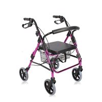 EGCLJ Lightweight 4 Wheel Rollator Walker with Seat, Transport Shopping Walker with Curved Backrest and Storage Basket, for Elderly, Woman (Size : 61X23X85CM)
