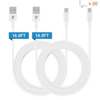 2Pack Power Extension Cable Cord 16.5ft for WyzeCam,Wyze Cam Pan,Yi Camera,Nest Cam Indoor,Kasa Cam Indoor,Amazon Cloud Cam,Furbo Dog,Blink, Durable USB to Micro USB Charging Cord for Security Camera