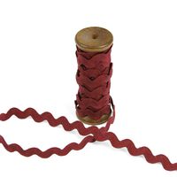 3 Yards of POLLY 8mm Rigid Ric-Rac Trim on a Wooden Spool, Burgundy