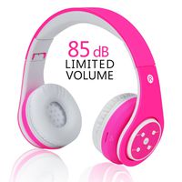 VOTONES Kids Headphones Bluetooth Wireless，Lightweight Foldable Adjustable Childrens Headset Over Ear Wireless/Wired Earphone with Microphone Line in TF Card Compatible with Smartphone PC (Pink)