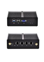 Qotom-Q190G4N-S08 Black Mini PC Support Win10 Intel Celeron Processor J1900 CPU 2.0Ghz-2.42Ghz Quad-Core with VGA 4 Nic 4 USB (2G RAM + 32G SSD + WiFi)
