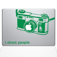 The Decal Guru I Shoot People Camera Decal Vinyl Sticker, 15" MacBook Pro (2015 & Older Models), Green (1647-MAC-15P-LG)
