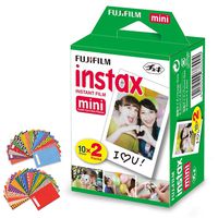 FujiFilm Instax Mini Instant Film 1 Pack - 20 Sheets + 60 Assorted Colorful Mini Photo Stickers - Compatible with FujiFilm Instax Mini 8 / Mini 9