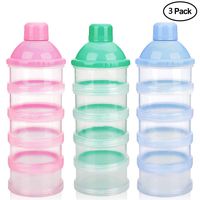 Accmor Baby Milk Powder Formula Dispenser, Non-Spill Smart Stackable Baby Feeding Travel Storage Container, BPA Free, 5 Compartments,3 Pack