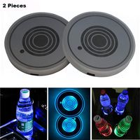 Snow Eagle-L LED Car Cup Holder Lights, 7 Colors Changing USB Charging Mat Luminescent Cup Pad, LED Interior Atmosphere Lamp