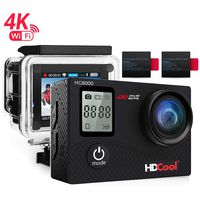 HDCool HC8000 Action Sports Camera 16MP Resolution WiFi Underwater Camera,2.0 Inch LCD Display 170° Wide-Angle Lens, Include 2 Rechargeable 1050 Mah Batteries