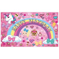 Allenjoy 5x3ft Colorful Cartoon Backdrop for Sweet 16 Happy 18 Dream Crazy Big Theme Bokeh Photography Background Birthday Party Banner Unicorn Puppy Girl Glitter Rainbow Baby Shower Photo Booth Decor