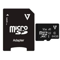 V7 64 GB UHS-III microSDXC 100 MB/s Read 85 MB/s Write 100MBS MAX READ 4K UHD ADAPTER Model VFMSD64GV30U3-3N