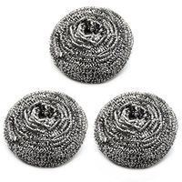 Hometeq (3 Pack) 3"/25gram Stainless Steel Scourer Sponges Scrubbers for Kitchens, Bathroom and More (A)