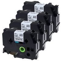 4 Pack Compatible Brother P Touch TZe-251 TZ251 Black Print on White Laminated TZe Label Tape for Brother Label Maker PT-2730 PT-D600 PT-9700PC PT-P700 PT-P750 (1" x 26.2' 24mm x 8m)