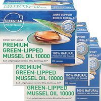 Lifespan Premium Green-Lipped Mussel Oil 10000 200capsule Joint Support Rich in Omega-3 (3 Pack)
