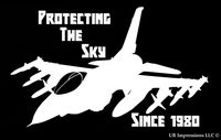 UR Impressions F-16 Protecting The Sky Since 1980 Decal Vinyl Sticker Graphics for Cars Trucks SUV Vans Walls Windows Laptop|White|7.5 X 5 Inch|URI427