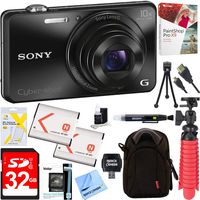 Sony Cyber-Shot WX220 Compact Digital Camera with 10x Optical Zoom (Black) + 32GB SDXC Memory Dual Battery Kit + Accessory Bundle