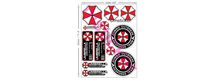 1 A4 sheet with 13x Umbrella Corporation Sticker Decal Car Truck Notebook Resident Evil Raccoon City Zombie The walking Dead