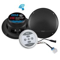 Pyle Bluetooth Marine Grade Flush Mount 2-Way Speaker System Amplified Full Range Stereo Sound Dual Cone Dome Waterproof Universal Use Vehicle Home with Aux 3.5mm Input Pair 6.5" 240 Watts (PLMRKT9)