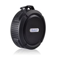 Waterproof Wireless Bluetooth Speaker, Includes Removable Suction and Climber's Hook for Shower and Outdoor Sports Use (Black)