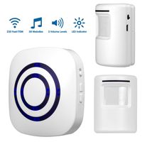 SimLife Driveway Alert Wireless Motion Sensor Alarm Home Security System 2 PIR Detectors 1 Plug-in Receiver -38 Adjustable Melodies - LED Indicators Door Window Open Chime Perimeter Yard Garage Gate
