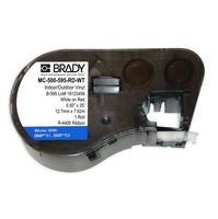 Brady MC-500-595-RD-WT Vinyl B-595 White on Red Label Maker Cartridge, 25' Width x 1/2" Height, For BMP51/BMP53 Printers