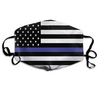 NUNOFOG Thin Blue Line American Flag Unisex Safety Masks Washable and Reusable Cleaning Gardening Dust Respirator Mouth Masks for Men Women One Size