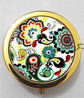 BlackKey Peacock Feather 3-Compartment Decorative Pocket Gift Box Case Organizer for Pill, Color 2 -1274