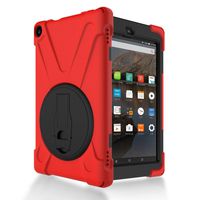Wensltd Rubber Hybrid Hard Case Cover Stand Holder For Amazon Kindle Fire HD 8 2016 (red)