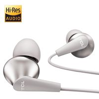 TCL Elit300 in-Ear Earbuds Hi-Res Wired Dual Driver Headphones with Piezo Drivers and Built-in Mic - Cement Gray
