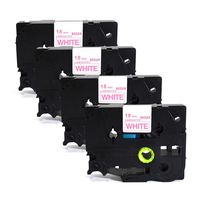 Gallop 18mm Standard Laminated Red on White Label Tape Compatible for Brother P-Touch TZe-242 TZ242 TZe242 (4 Pack)