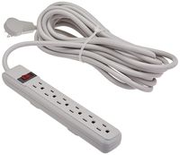GOWOS Surge Protector - 15 Feet, Gray - 6 Outlet Flat Rotating Plug Plastic Horizontal Outlets With Power Cord