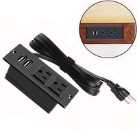 Conference Recessed Power Strip Socket,Desktop Power Grommet Power Strip With 2-Outlet & 2 USB Ports