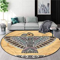 RUGSMAT Native American Modern Machine Round Bath Mat,Animal Symbol Totem Protect Floors While Securing Rug Making Vacuuming Diameter-35