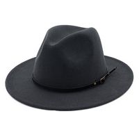 Lisianthus Women Belt Buckle Fedora Hat Dark-Grey