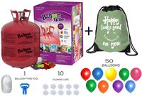 Balloon Time Disposable Helium Tank 14.9 cu.ft - 50 Latex Balloons + Balloon Tying Tool + Curling Ribbon