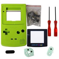 eJiasu Full Replace Parts Housing Shell Pack Replacement for Nintendo GBC Gameboy Color (Green Case with Lens and Screwdriver)
