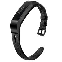 OenFoto Compatible Fitbit Alta/Alta HR Bands, Adjustable Classic Genuine Leather Wristband Replacement Watch Band Strap Accessory Bracelet for Fitbit Alta/Alta HR Smart Watch,Large Black Button