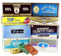 MYO/RYO Cigarette Tube Sampler - Light 100mm - 8 Boxes with Free Top Brand Cigarette Tube Injector and Two 100mm Flip-Top Plastic Storage Cases