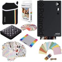 Polaroid Mint Instant Digital Camera (Black) Gift Bundle + Paper (20 Sheets) + Deluxe Pouch + 9 Fun Sticker Sets + Twin Tip Markers + Photo Album + Hanging Frames + 100 Sticker Frame Set