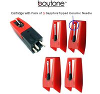 Boytone Stylus - Cartridge with 5 Replacement Ceramic Needle for Most Turntable Record Players.