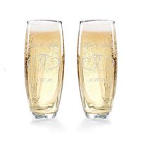 Gifts Infinity Engraved Wedding Stemless Champagne Flutes Set of 2 Personalized Toasting Glasses (Interlock)