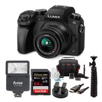 Panasonic LUMIX G7 Mirrorless Camera with 14-42mm Lens and SanDisk 64 SD Card Bundle (7-Items)