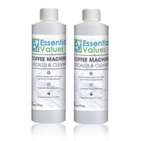 Essential Values Universal Descaling Solution (2 Pack / 4 Uses Total), Designed to Clean Keurig, Nespresso, Delonghi and All Single Use Coffee Pot and Espresso Machines - Proudly Made In USA